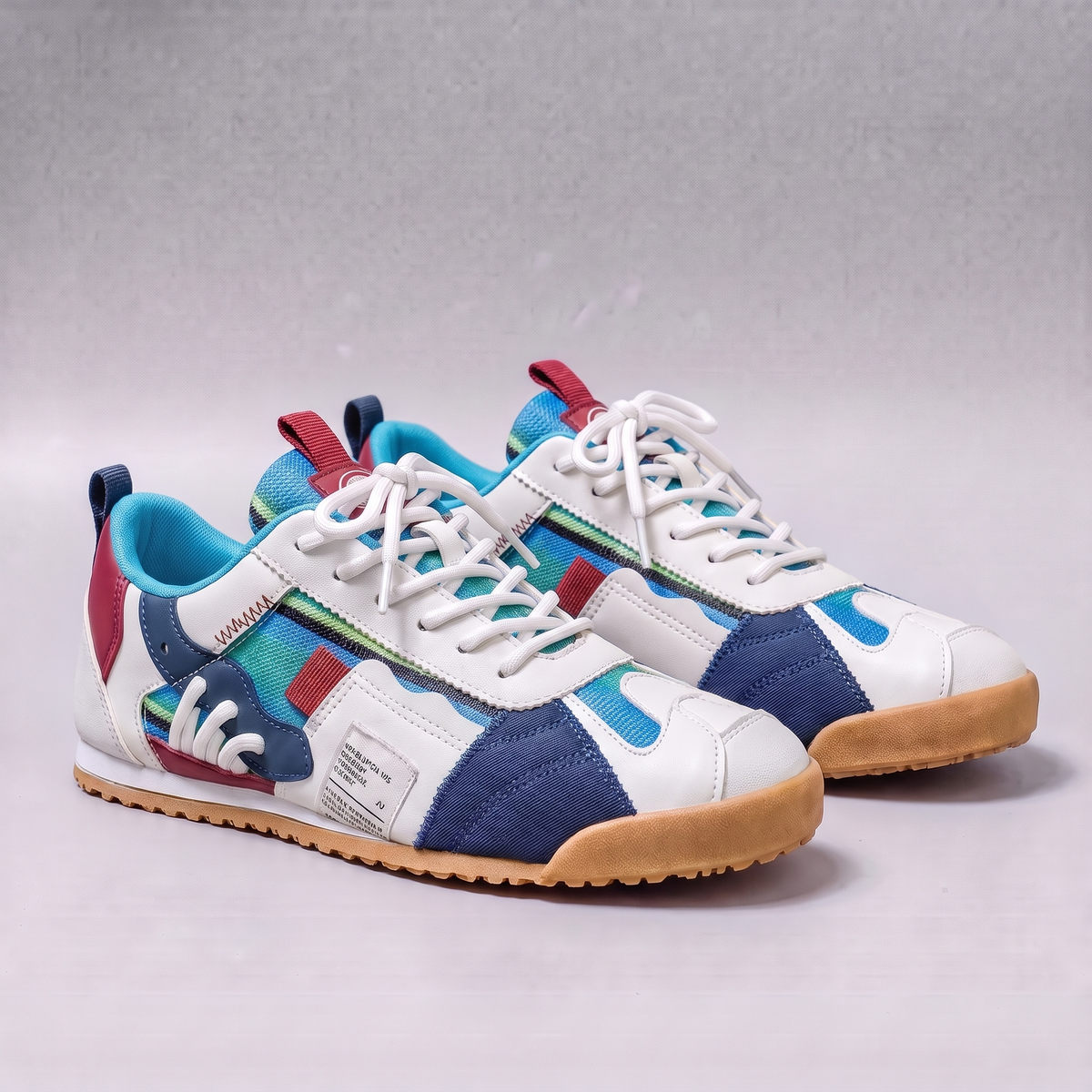 Patchwork Retro Trainers - Blue