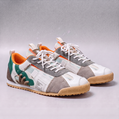 Patchwork Retro Trainers - Grey