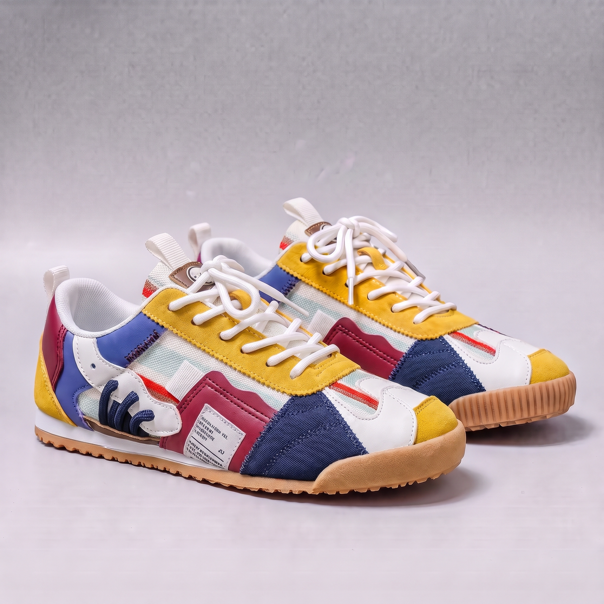 Patchwork Retro Trainers - Yellow