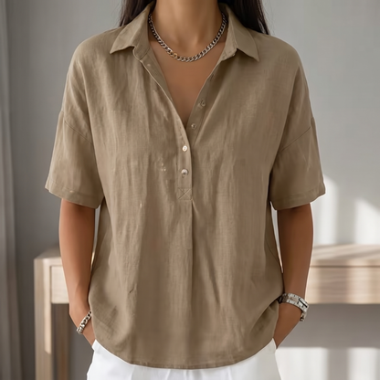 Perrinby Relaxed Summer Blouse - Khaki
