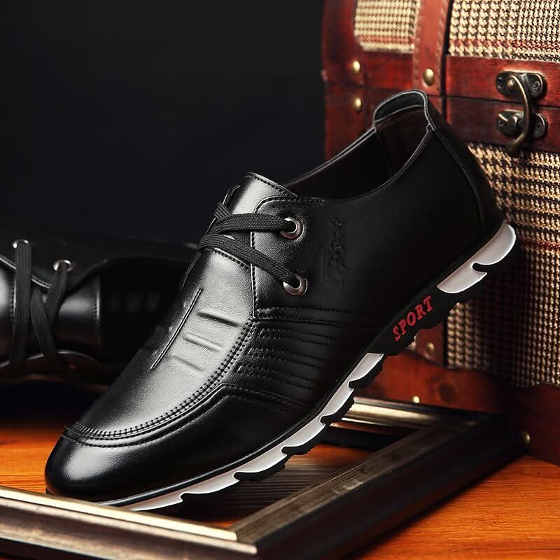Petersen Leather-Look Trainers - Black