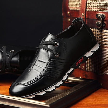 Petersen Leather-Look Trainers - Black
