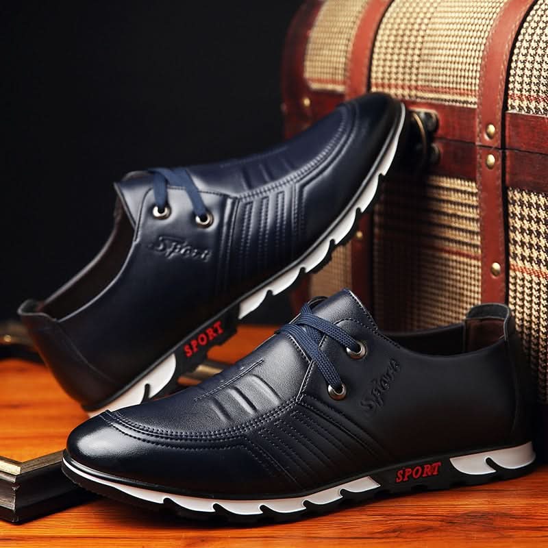 Petersen Leather-Look Trainers - Blue