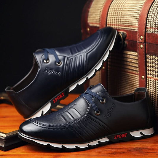 Petersen Leather-Look Trainers - Blue