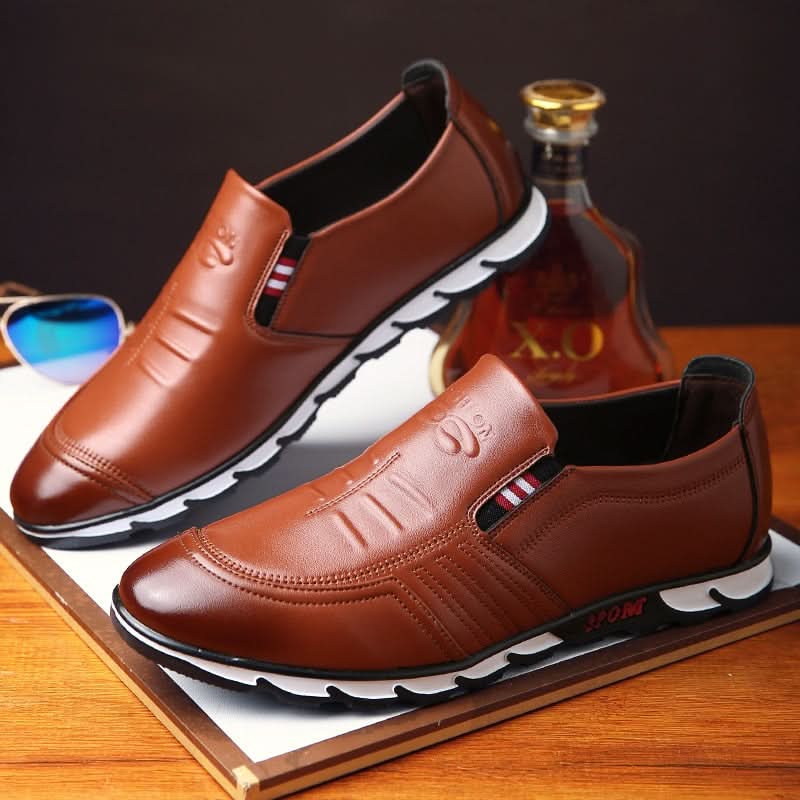 Petersen Leather-Look Trainers - Brown
