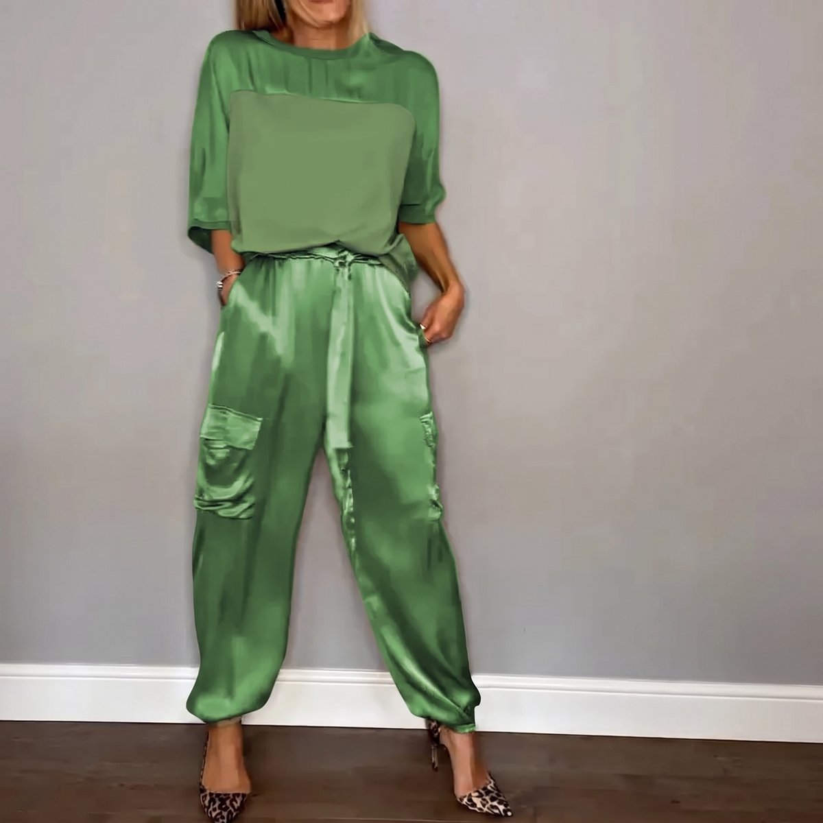 Philippa Soft-Drape Two-Piece Set - Green