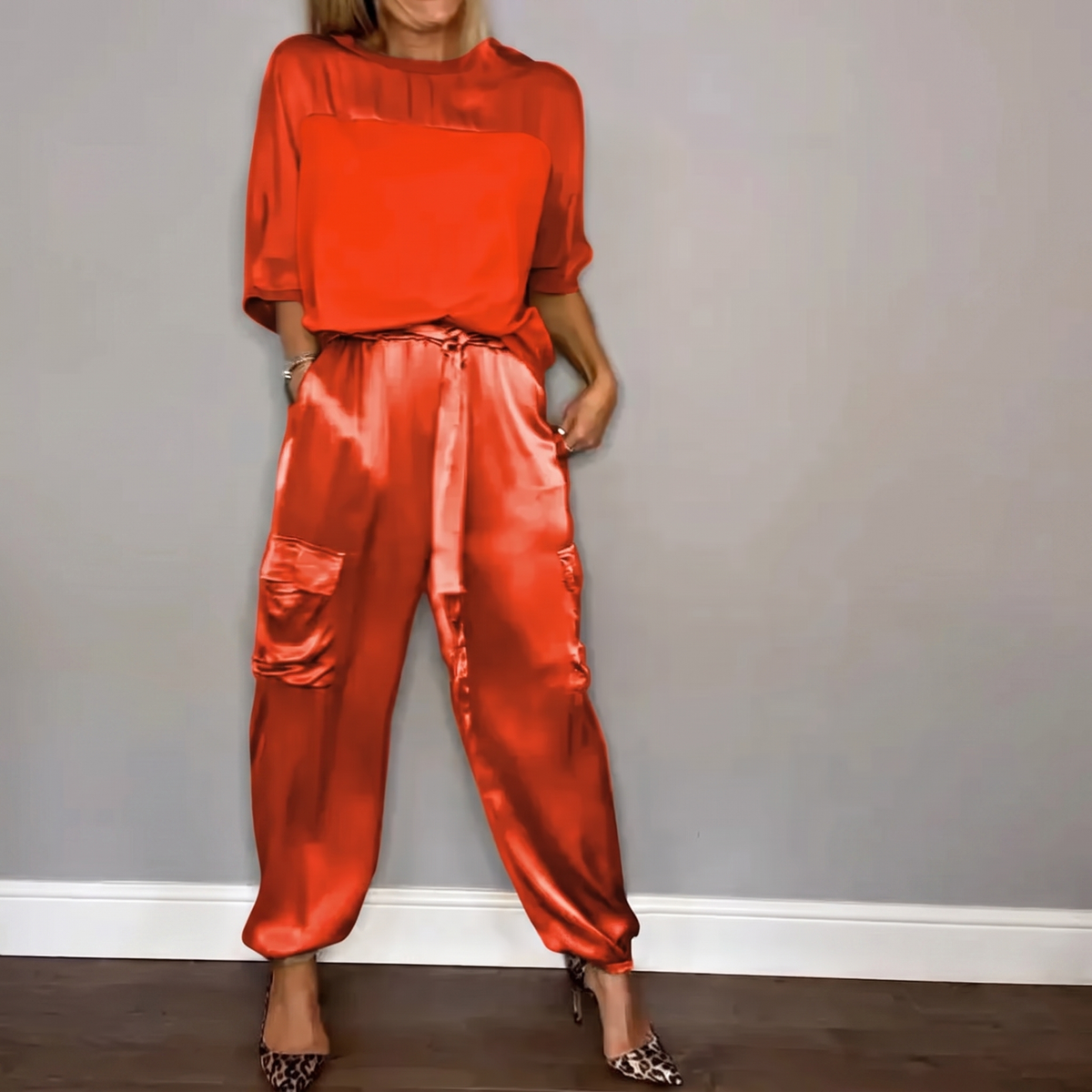 Philippa Soft-Drape Two-Piece Set - Orange