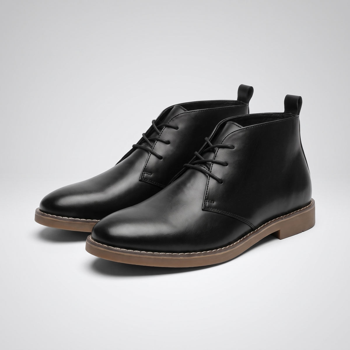 Plain Toe Chukka Boots - Black