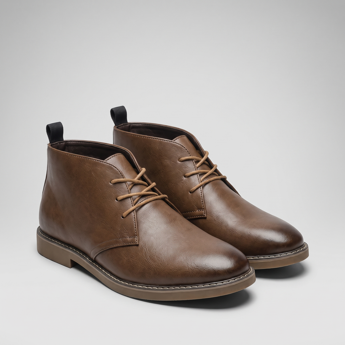 Plain Toe Chukka Boots - Brown