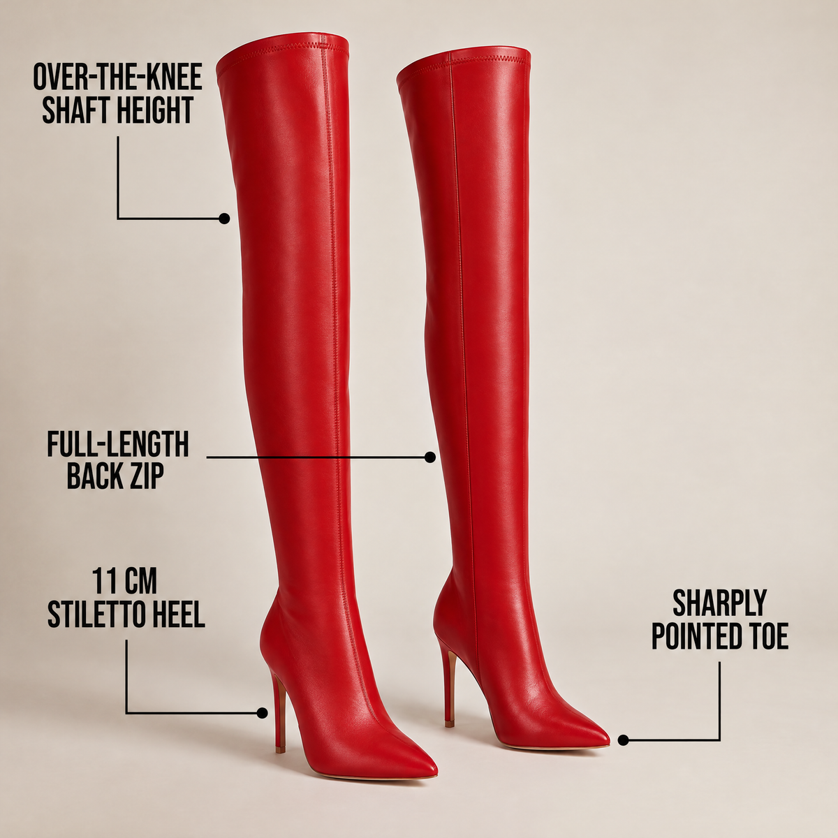 Pointed Toe Knee High Boots