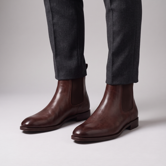 Polished Leather-Look Chelsea Boots