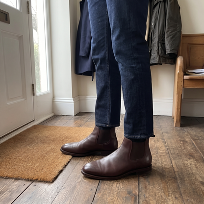 Polished Leather-Look Chelsea Boots