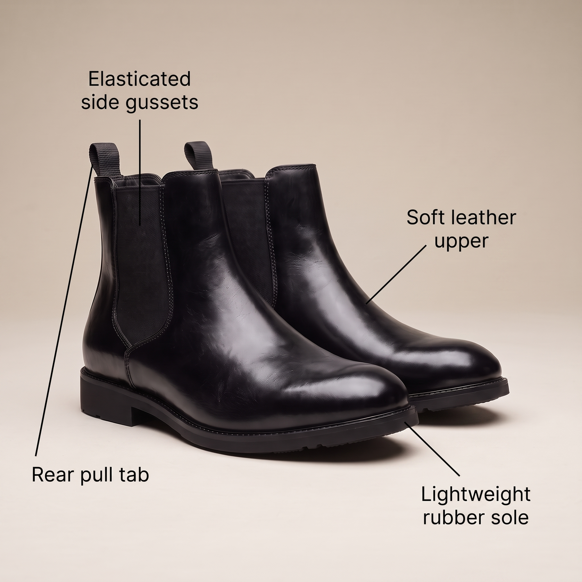 Polished Leather-Look Chelsea Boots