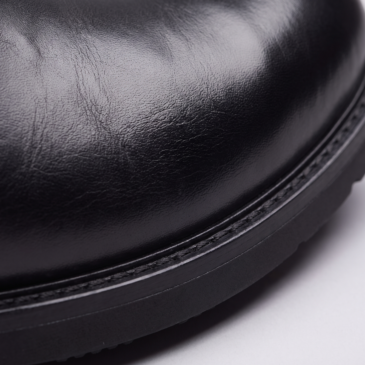 Polished Leather-Look Chelsea Boots