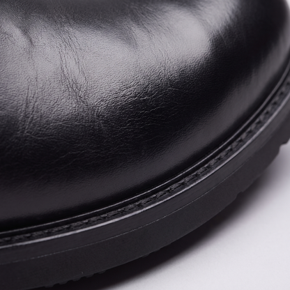 Polished Leather-Look Chelsea Boots