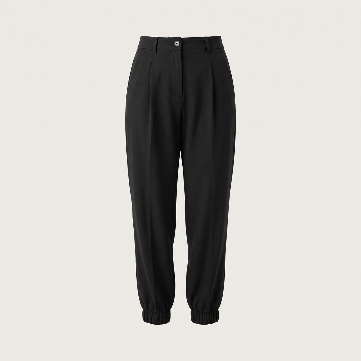 Polished Tapered Ankle Trousers - Black