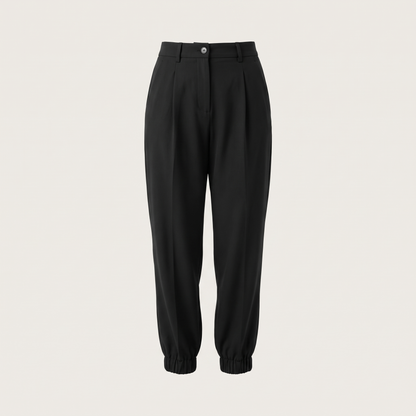 Polished Tapered Ankle Trousers - Black