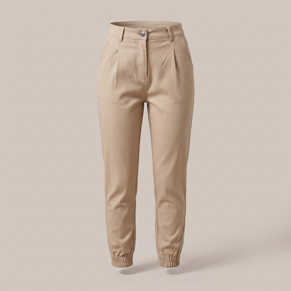 Polished Tapered Ankle Trousers - Khaki