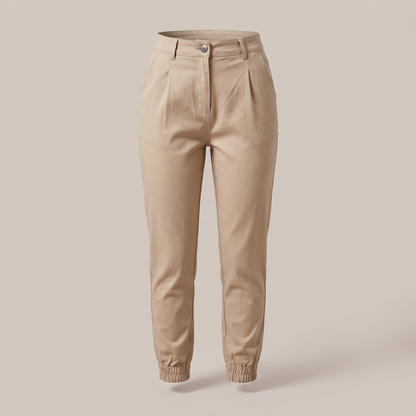 Polished Tapered Ankle Trousers - Khaki