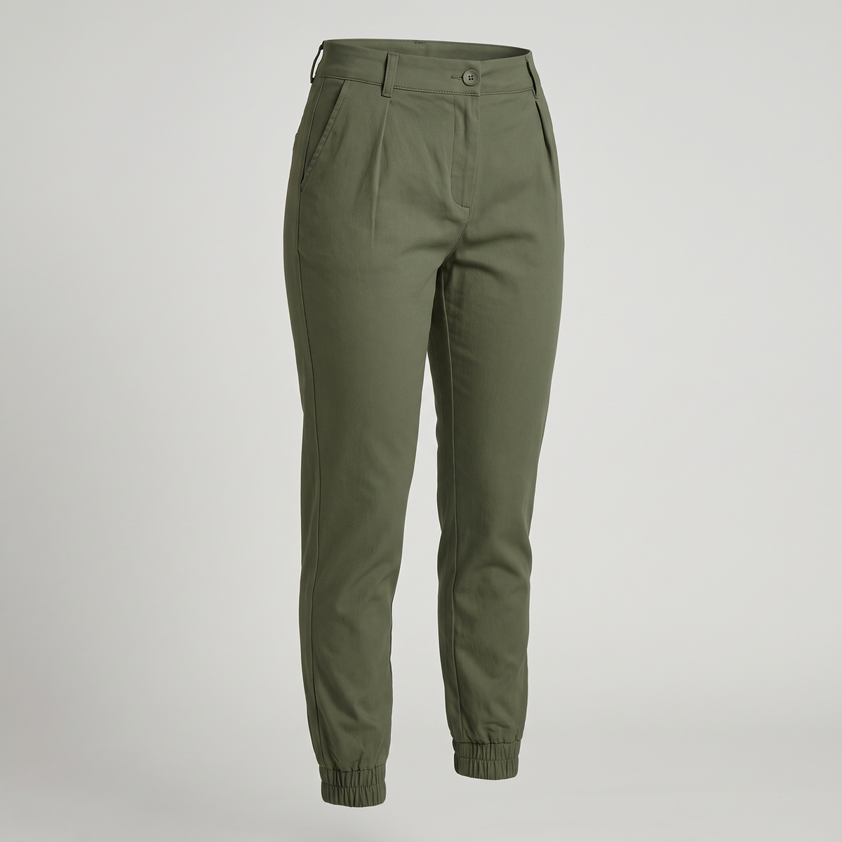 Polished Tapered Ankle Trousers - Olive Green