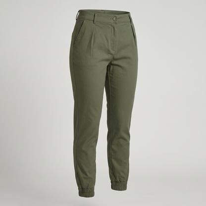 Polished Tapered Ankle Trousers - Olive Green