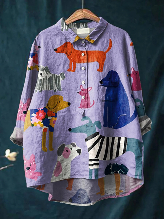 Poppy Dog Print Blouse - Multicolour