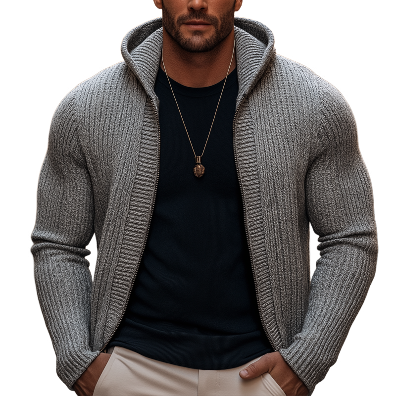 Portwell Soft Knit Zip Hoodie - Light Grey