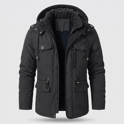 Practical Hooded Winter Coat - Black