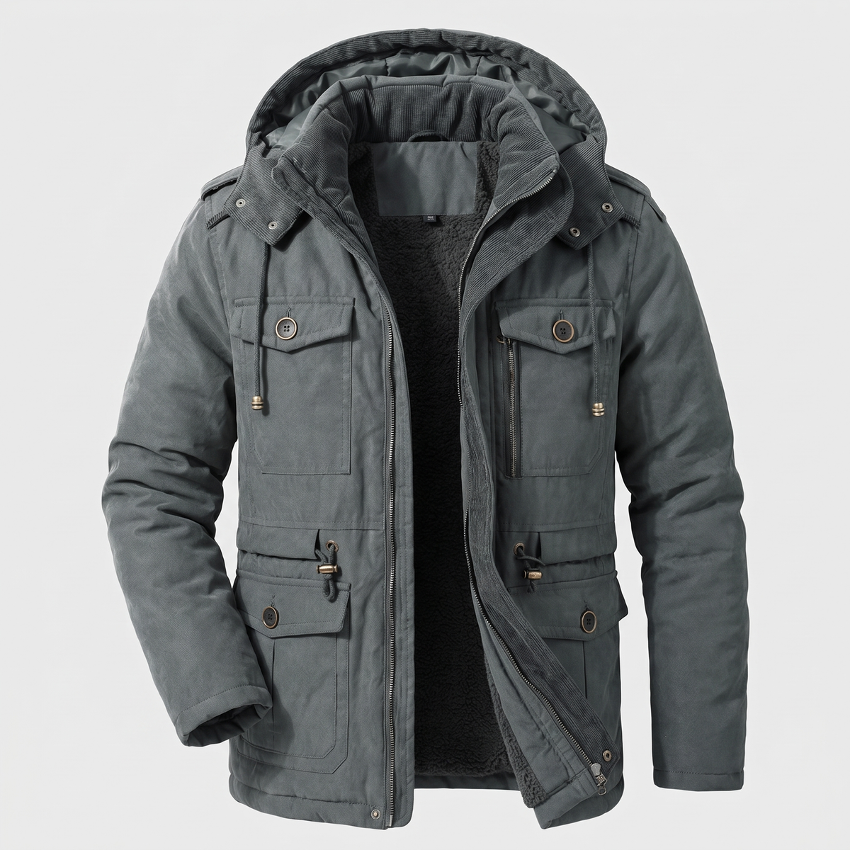 Practical Hooded Winter Coat - Grey