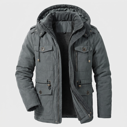 Practical Hooded Winter Coat - Grey