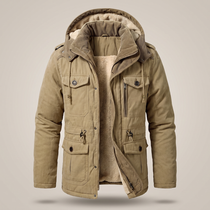 Practical Hooded Winter Coat - Khaki