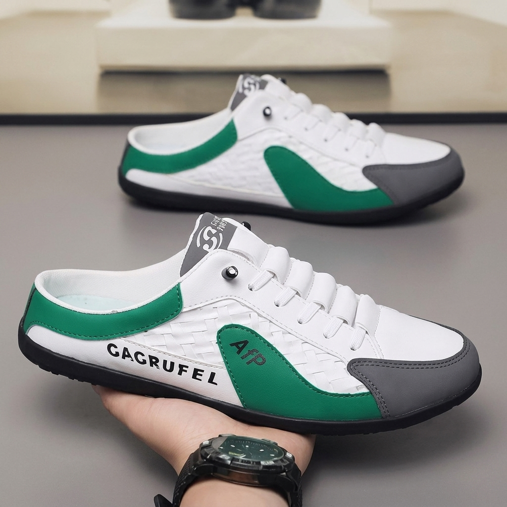 Radbourne Soft-Sole Slip-On Mules - White Green