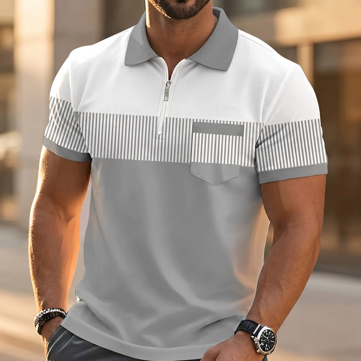 Radmere Zip-Collar Polo Shirt - Grey