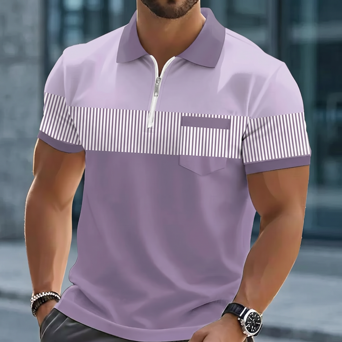 Radmere Zip-Collar Polo Shirt - Purple