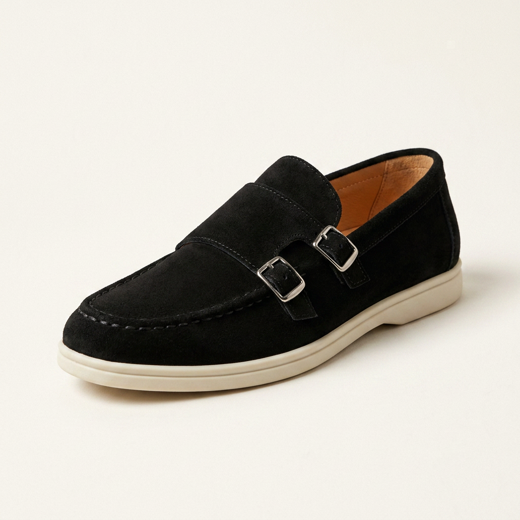 Ramsbury Suede-Look Buckle Loafers - Black