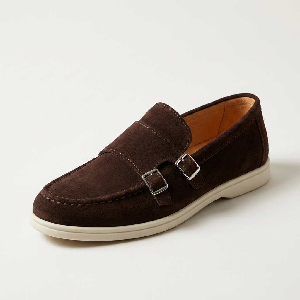 Ramsbury Suede-Look Buckle Loafers - Chocolate