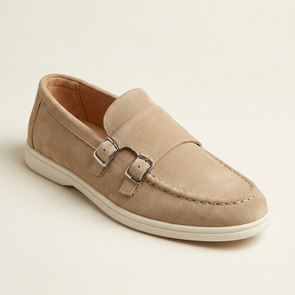 Ramsbury Suede-Look Buckle Loafers - Sand