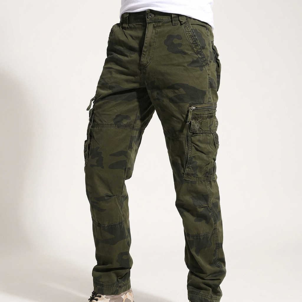 Ravenford Heavy-Duty Cargo Trousers - Green Camouflage