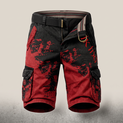 Ravenscar Rugged Cargo Shorts - Black and Red