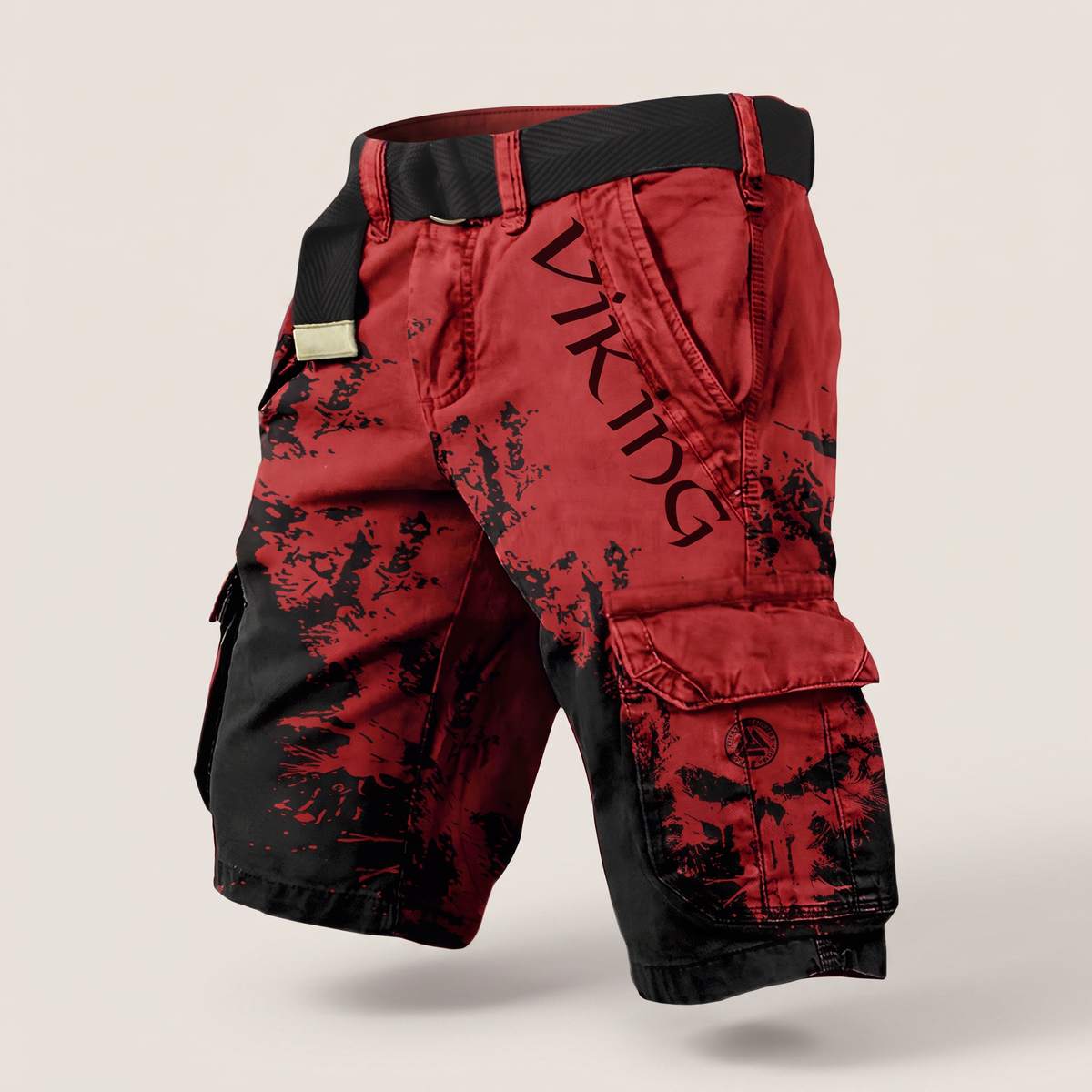 Ravenscar Rugged Cargo Shorts - Red and Black