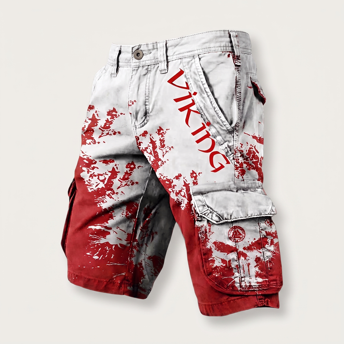Ravenscar Rugged Cargo Shorts - White and Red