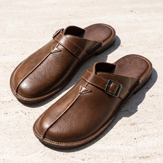 Ravenscourt Leather-Look Mules - Brown