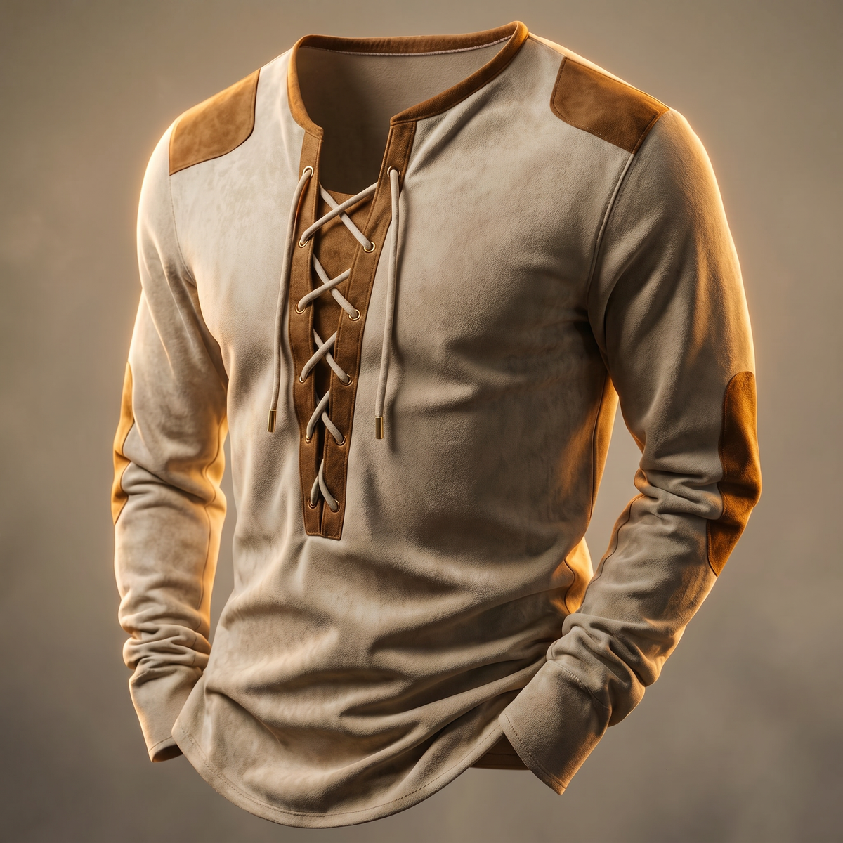 Ravenshaw Vintage Lace-Up Shirt - Cream Beige