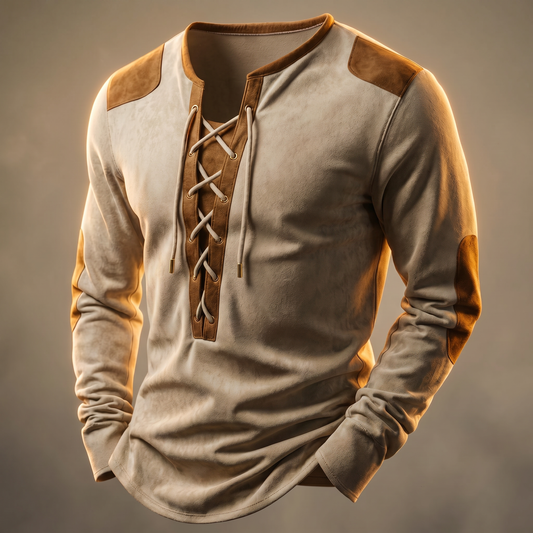 Ravenshaw Vintage Lace-Up Shirt - Cream Beige