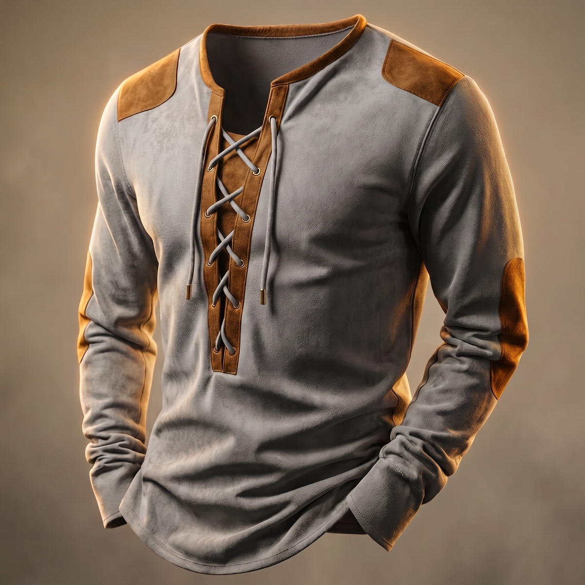 Ravenshaw Vintage Lace-Up Shirt - Slate Grey