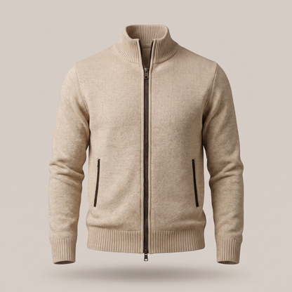 Ravino Zip-Up Cardigan - Beige