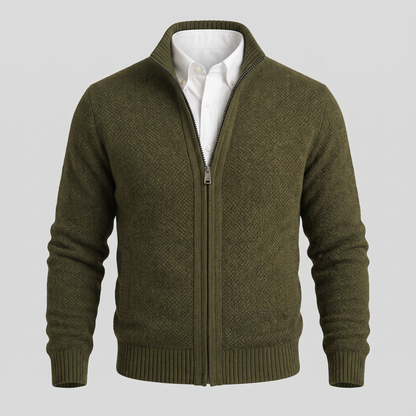 Ravino Zip-Up Cardigan - Green