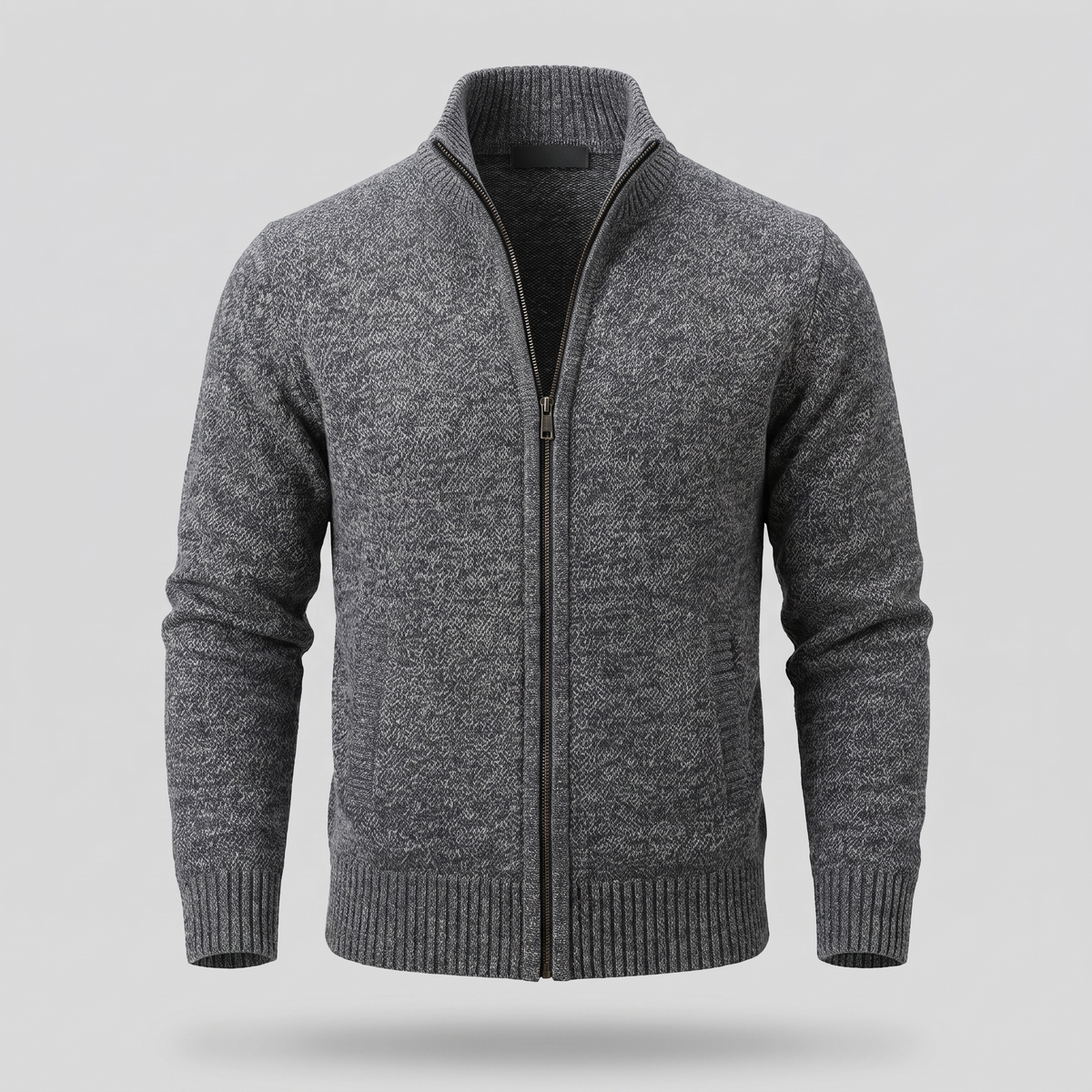 Ravino Zip-Up Cardigan - Grey
