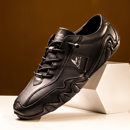 Redbourne Leather-Look Trainers - Carbon Black