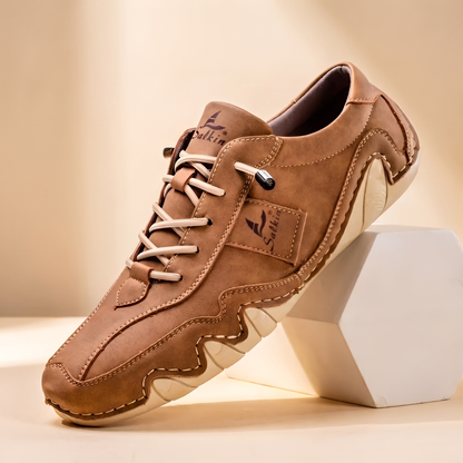Redbourne Leather-Look Trainers - Desert Oak